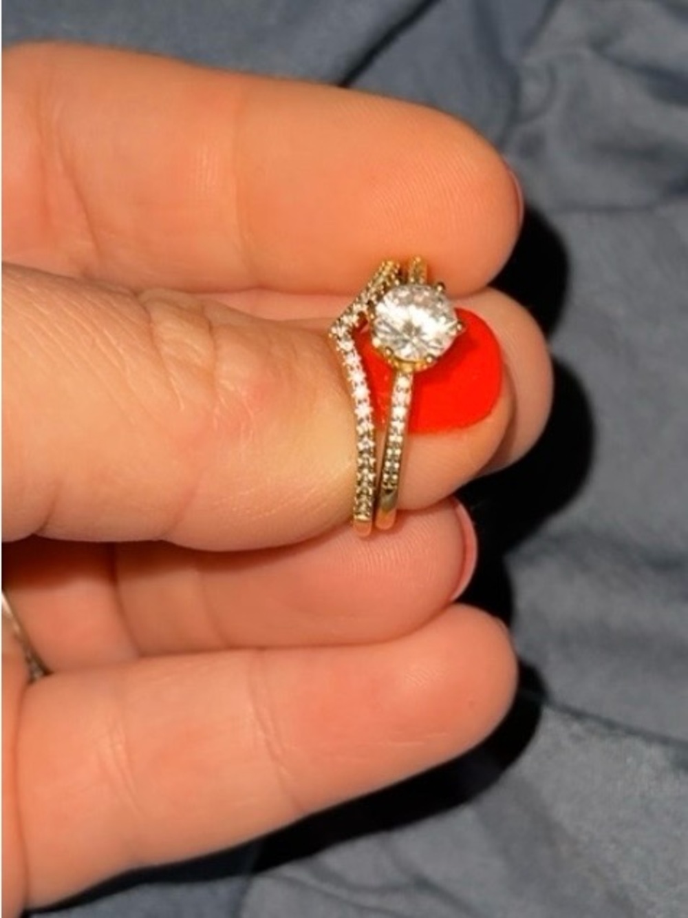 Pandora Gold Tone Bridal Ring Set with Clear Cubic Zirconia - Women's Jewelry